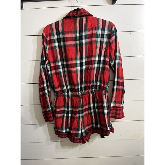 Victorias Secret Romper Womens Medium Tartan Plaid Flannel Pajama One‎ Piece - Picture 4 of 4